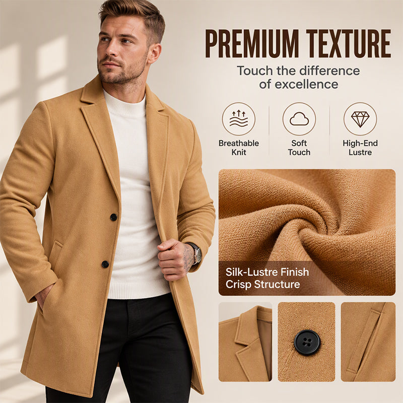 🍁Men's Classic Single-Breasted Mid-Length Overcoat