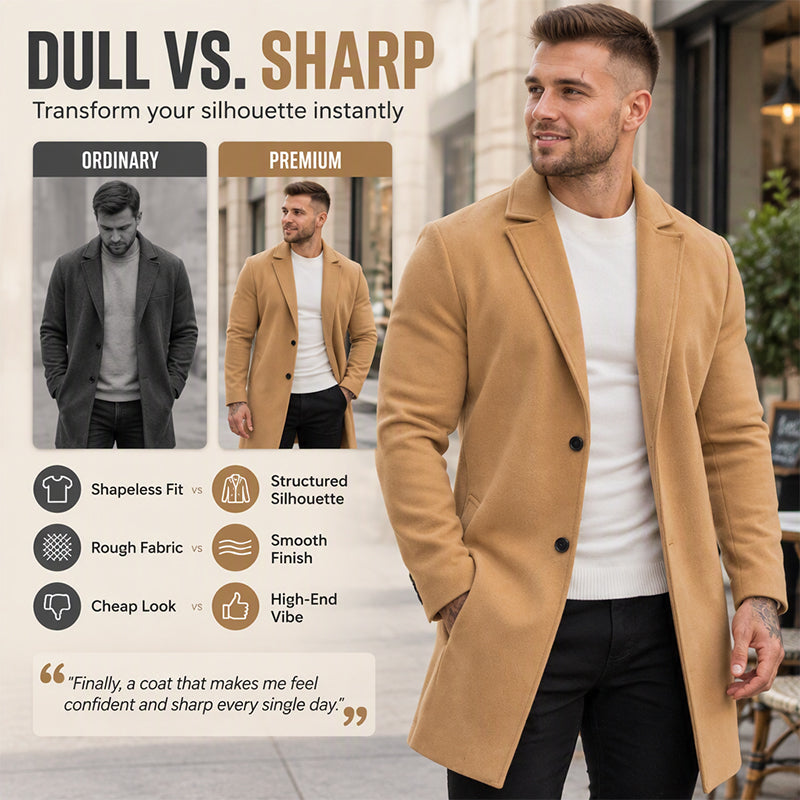 🍁Men's Classic Single-Breasted Mid-Length Overcoat