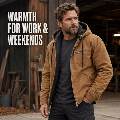 ⏰ Last Day of the Sale ✨Men’s Plush-Lined Hooded Work Jacket