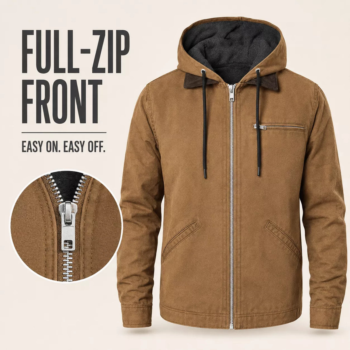 ⏰ Last Day of the Sale ✨Men’s Plush-Lined Hooded Work Jacket