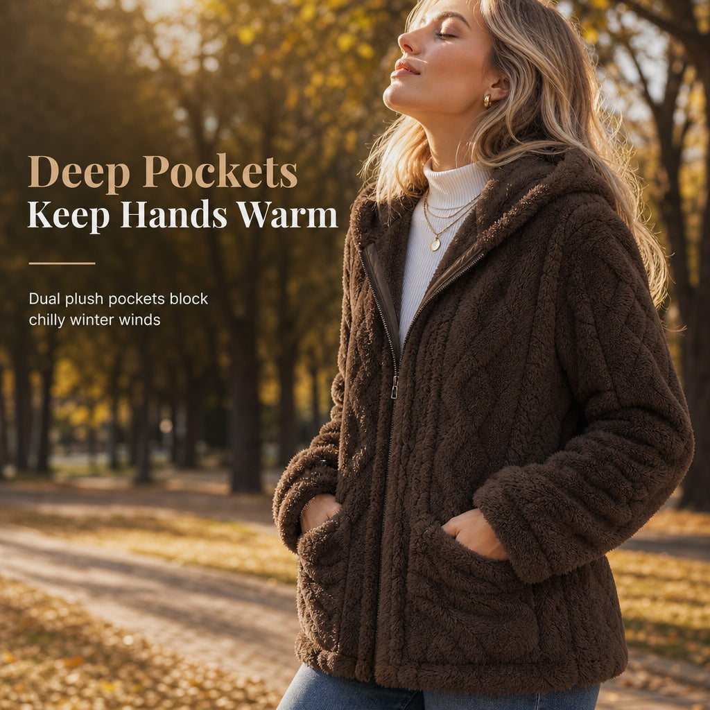 💖Black Friday Mega Deal 💖 ❄️Women's Casual Plush Solid Color Cardigan🧸