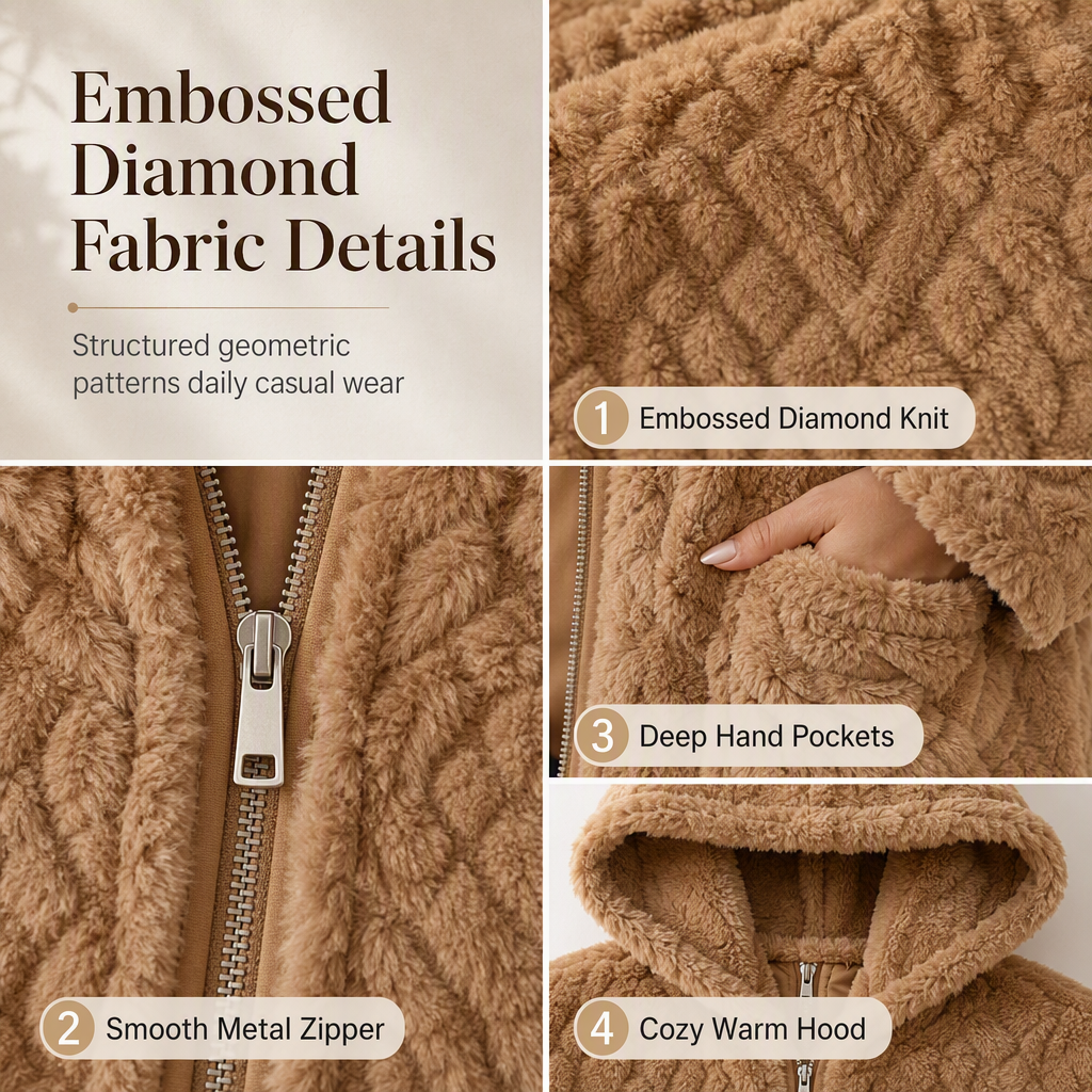 💖Black Friday Mega Deal 💖 ❄️Women's Casual Plush Solid Color Cardigan🧸