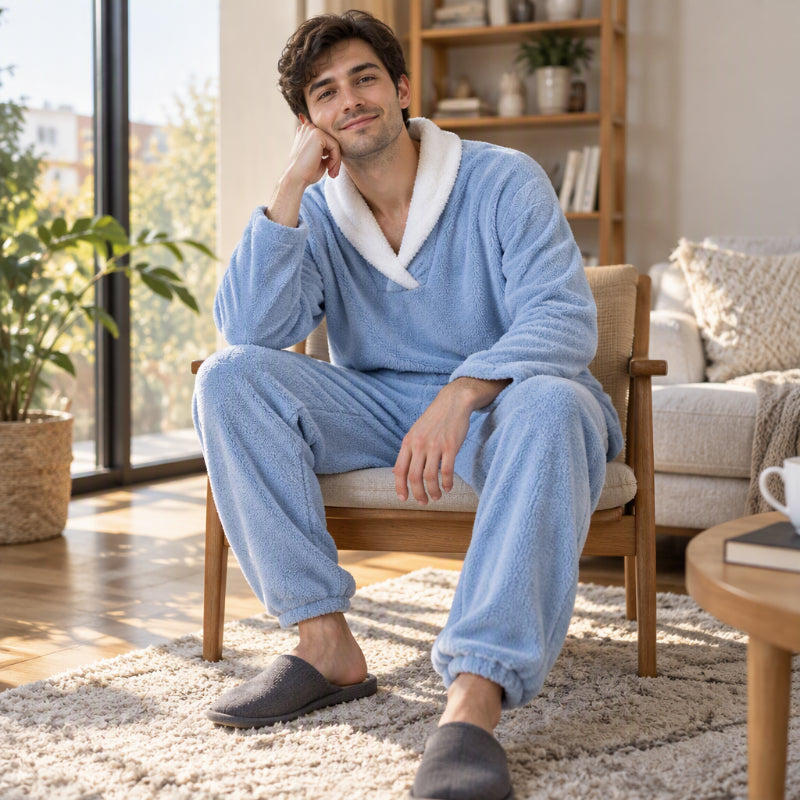 Men's Cozy Thermal Fluffy Pajama Set