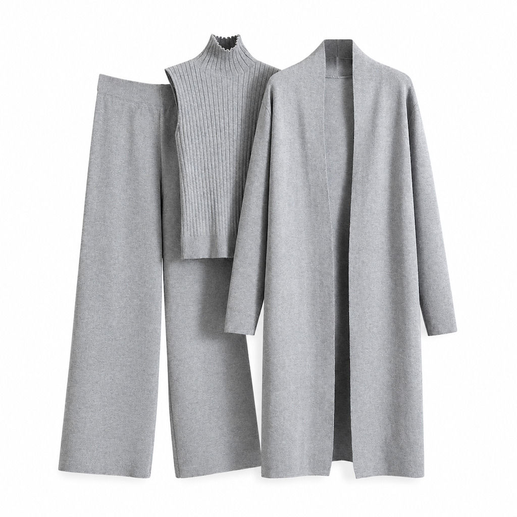 Women Casual Fall Winter 3-Piece Knit Set Sleeveless Vest Cardigan Sweater and Pants Outfit
