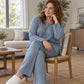 🧶 Women's Ribbed Knit Side-Slit Top & Pants Set ✨ stretch ribbed fabric, elegant side slit, comfy matching set