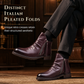 Men's Vintage Pleated Chelsea Boots Casual Round Toe Zipper Western Cowboy Boots