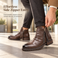 Men's Vintage Pleated Chelsea Boots Casual Round Toe Zipper Western Cowboy Boots