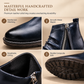 Men's Vintage Pleated Chelsea Boots Casual Round Toe Zipper Western Cowboy Boots