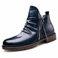 Men's Vintage Pleated Chelsea Boots Casual Round Toe Zipper Western Cowboy Boots