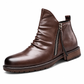 Men's Vintage Pleated Chelsea Boots Casual Round Toe Zipper Western Cowboy Boots