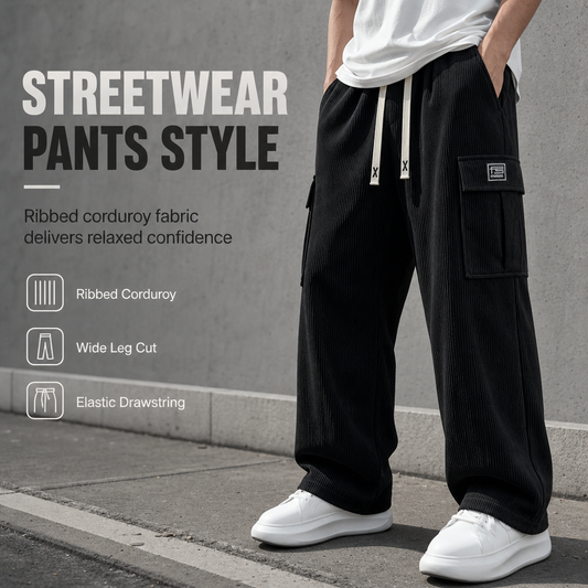 👖 Men's Relaxed Fit Corduroy Cargo Pants ✨ soft corduroy fabric, relaxed cut, multi-pocket casual trousers