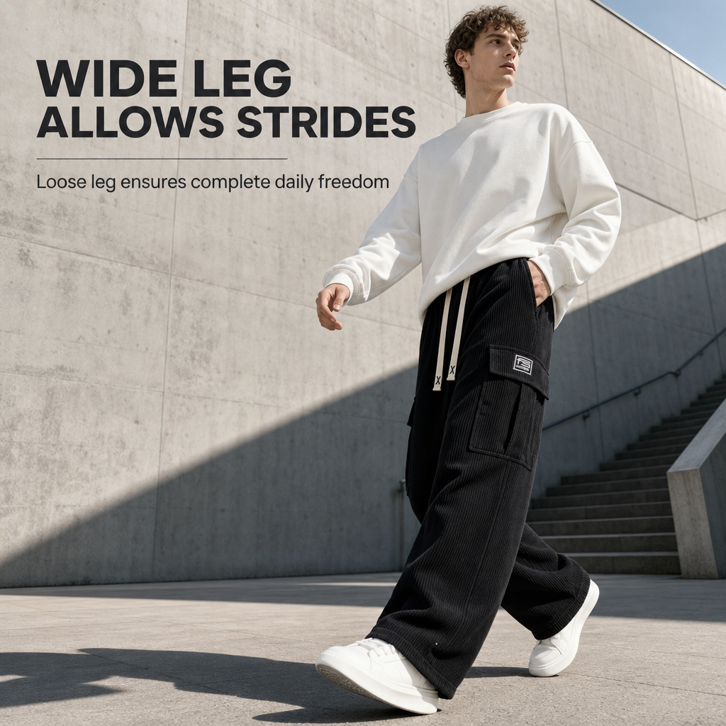 👖 Men's Relaxed Fit Corduroy Cargo Pants ✨ soft corduroy fabric, relaxed cut, multi-pocket casual trousers