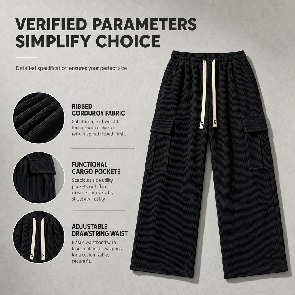 👖 Men's Relaxed Fit Corduroy Cargo Pants ✨ soft corduroy fabric, relaxed cut, multi-pocket casual trousers