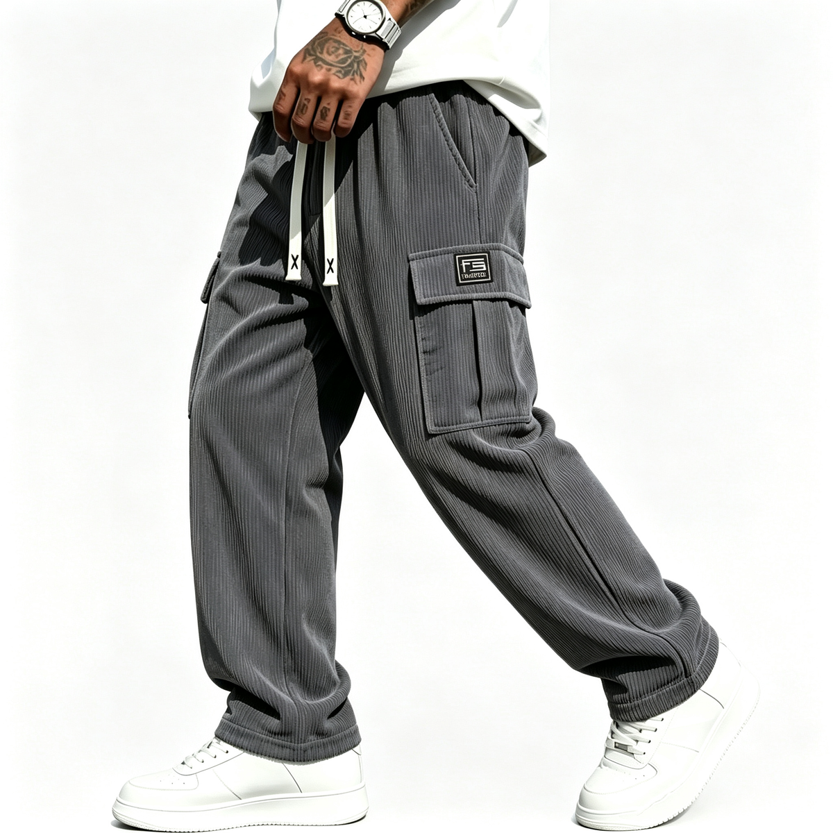 👖 Men's Relaxed Fit Corduroy Cargo Pants ✨ soft corduroy fabric, relaxed cut, multi-pocket casual trousers