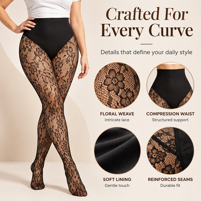 Women's High Waist Shaping Lace Fishnet Stockings