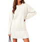 👗 Women's Scallop Hem Sweater and Pleated Skirt Set